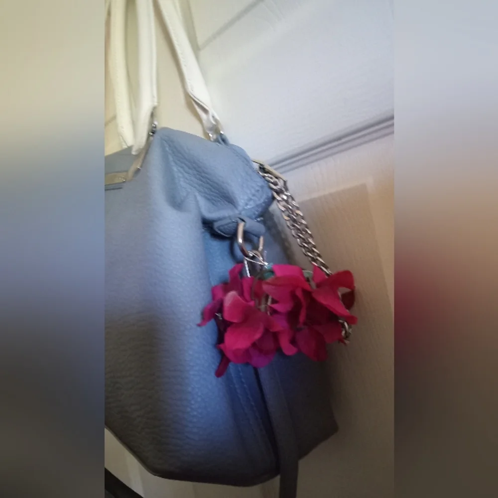 Adrienne Vittadini Powder Blue & White Satchel w/ Shoulder Strap-Vintage
